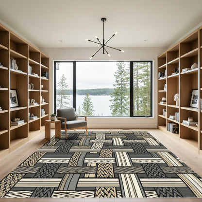 Neutral Woven Textured Band Rug