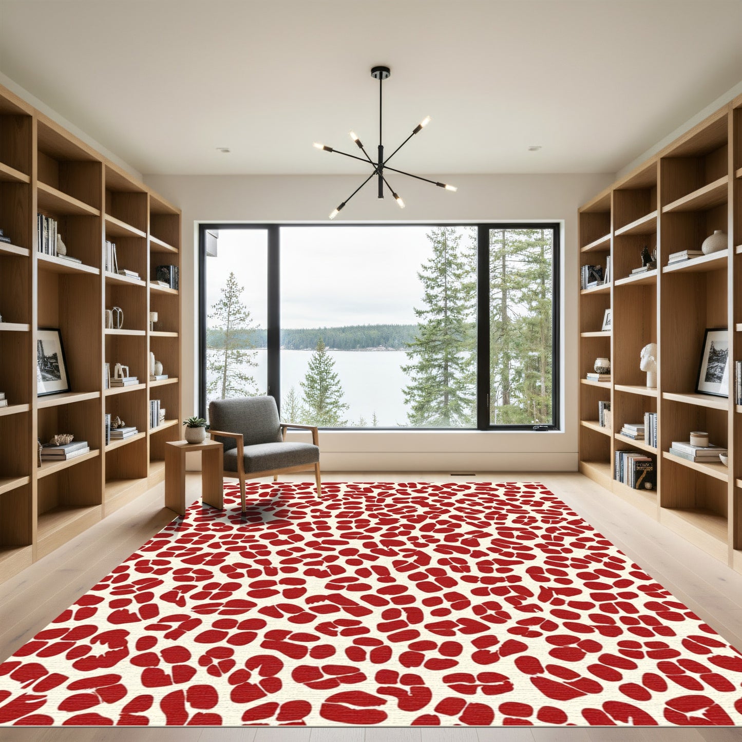 Crimson Spotted Organic Shape Rug
