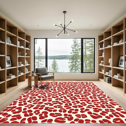 Crimson Spotted Organic Shape Rug