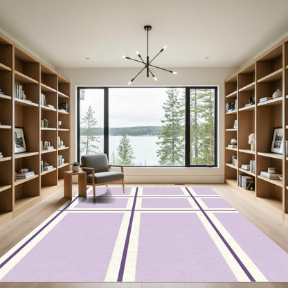 Purple Cream Grid Rectangular Rug