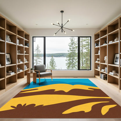 Golden Dunes Abstract Landscape Rug