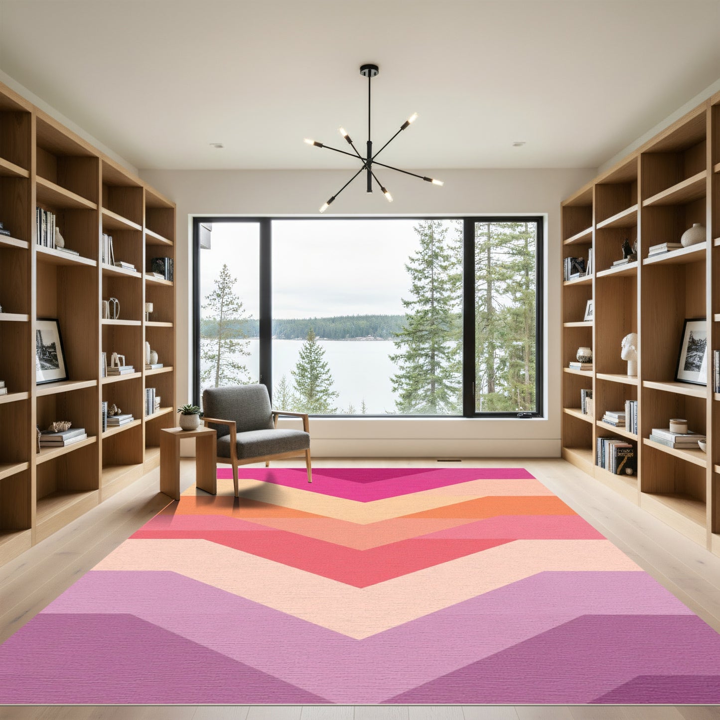 Chevron Pink Orange Pastel Layers Rug