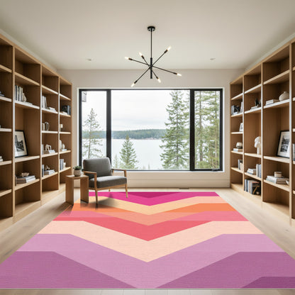 Chevron Pink Orange Pastel Layers Rug