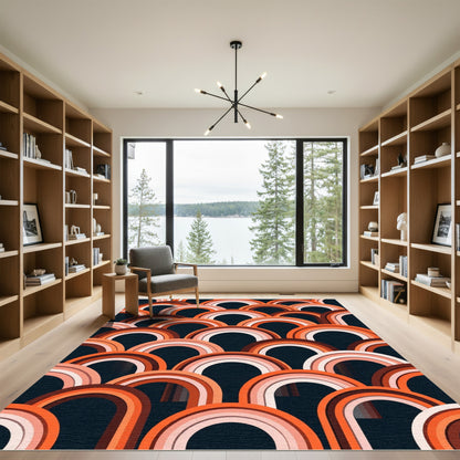 Retro Orange Arch Rainbow Array Rug