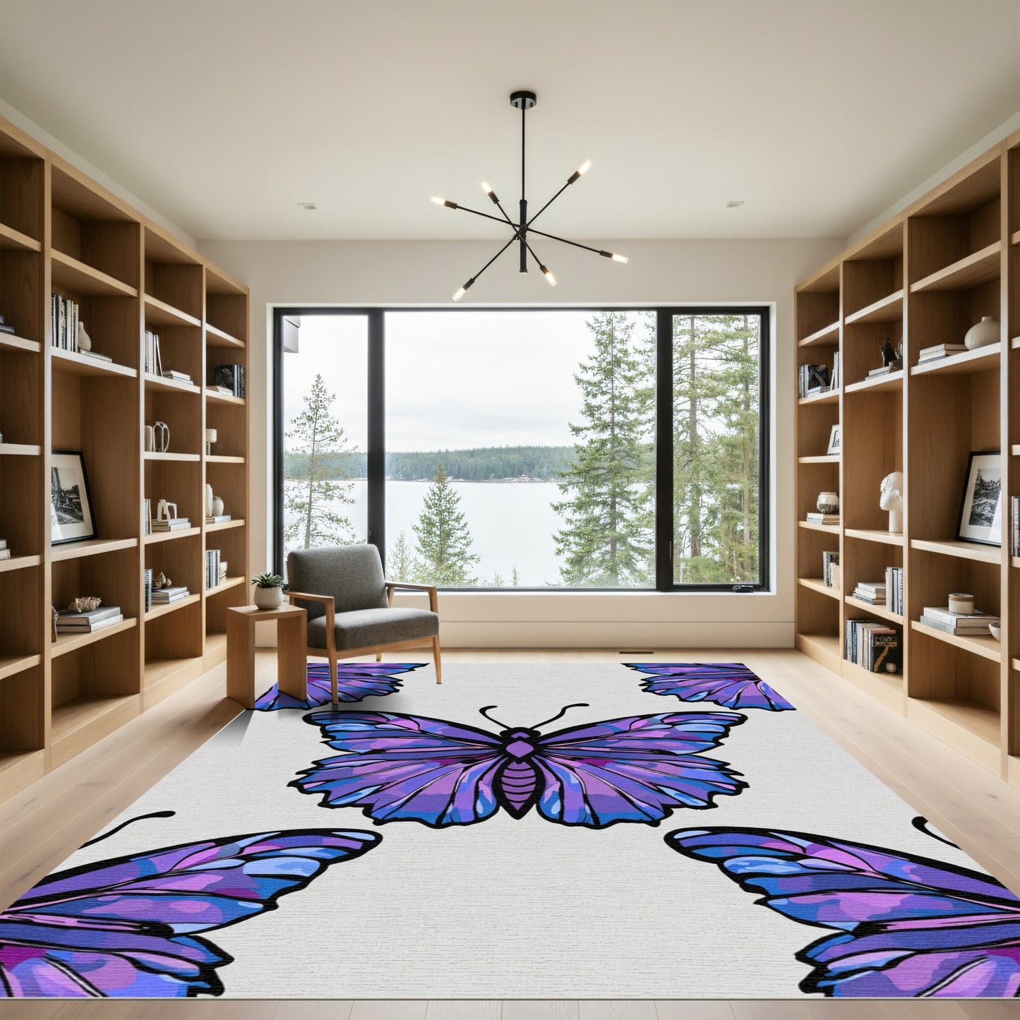 Purple Blue Butterfly Wings Repeat Rug