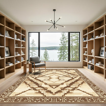 Earthy Tones Geometric Diamond Rug