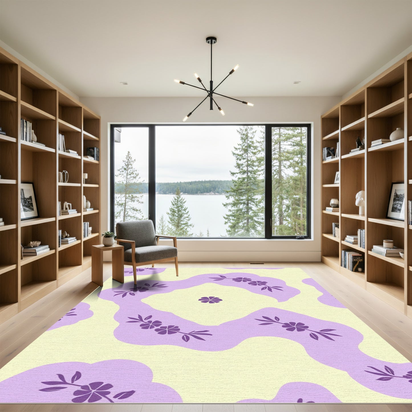 Sweet Lavender Floral Wave Rug