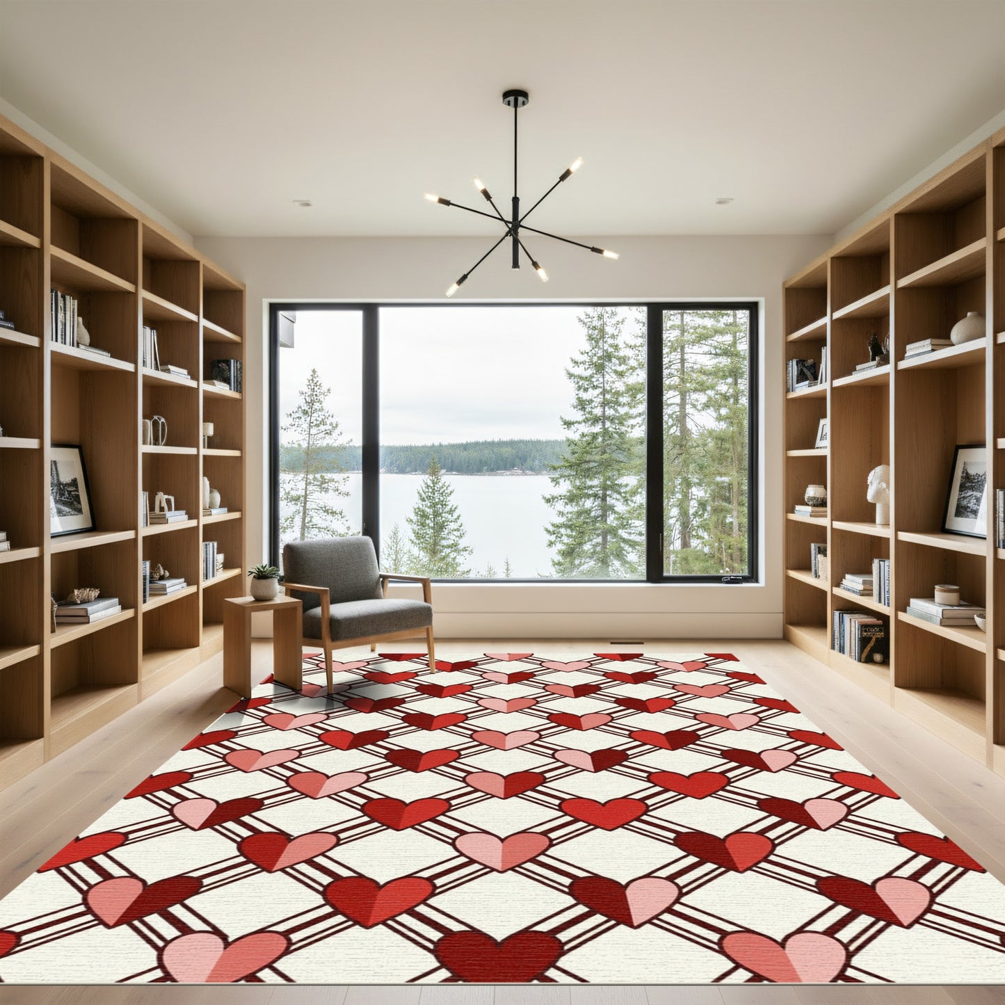 Red Pink Heart Lattice Rug