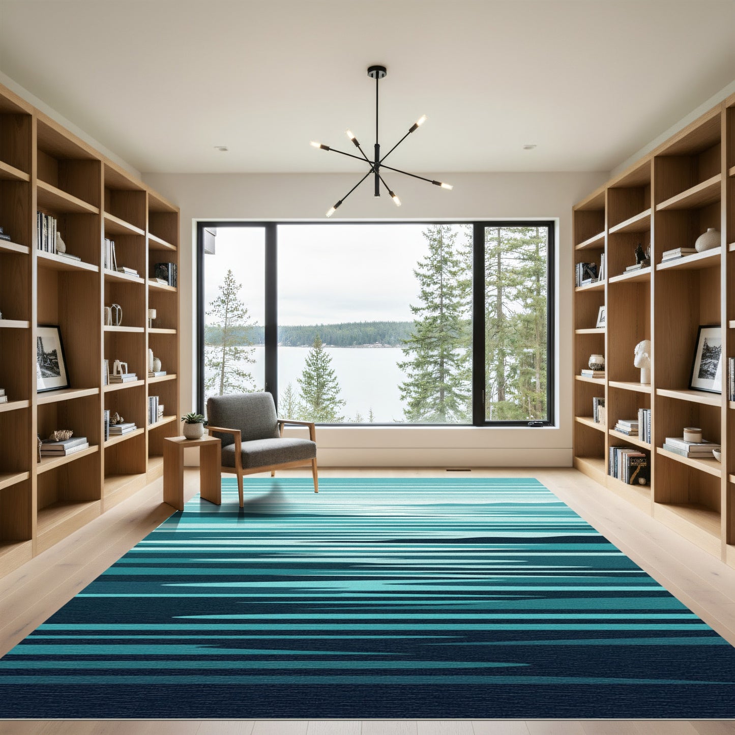 Coastal Blue Horizon Abstract Rug