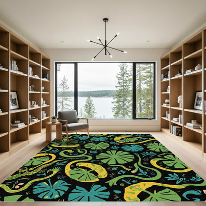 Green Yellow Serpent Jungle Flora Rug
