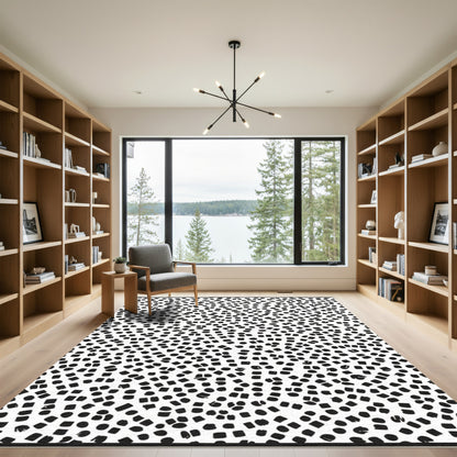 Abstract Black White Dotted Square Rug