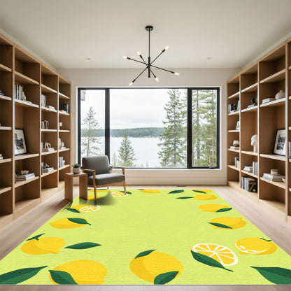 Fresh Yellow Lemon Leaf Border Rug