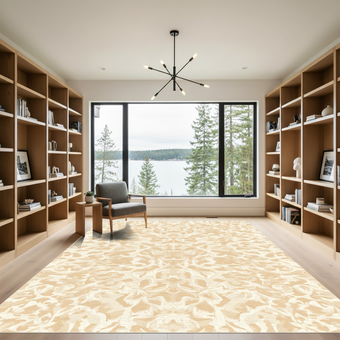 Cream Swirl Organic Abstract Damask Rug