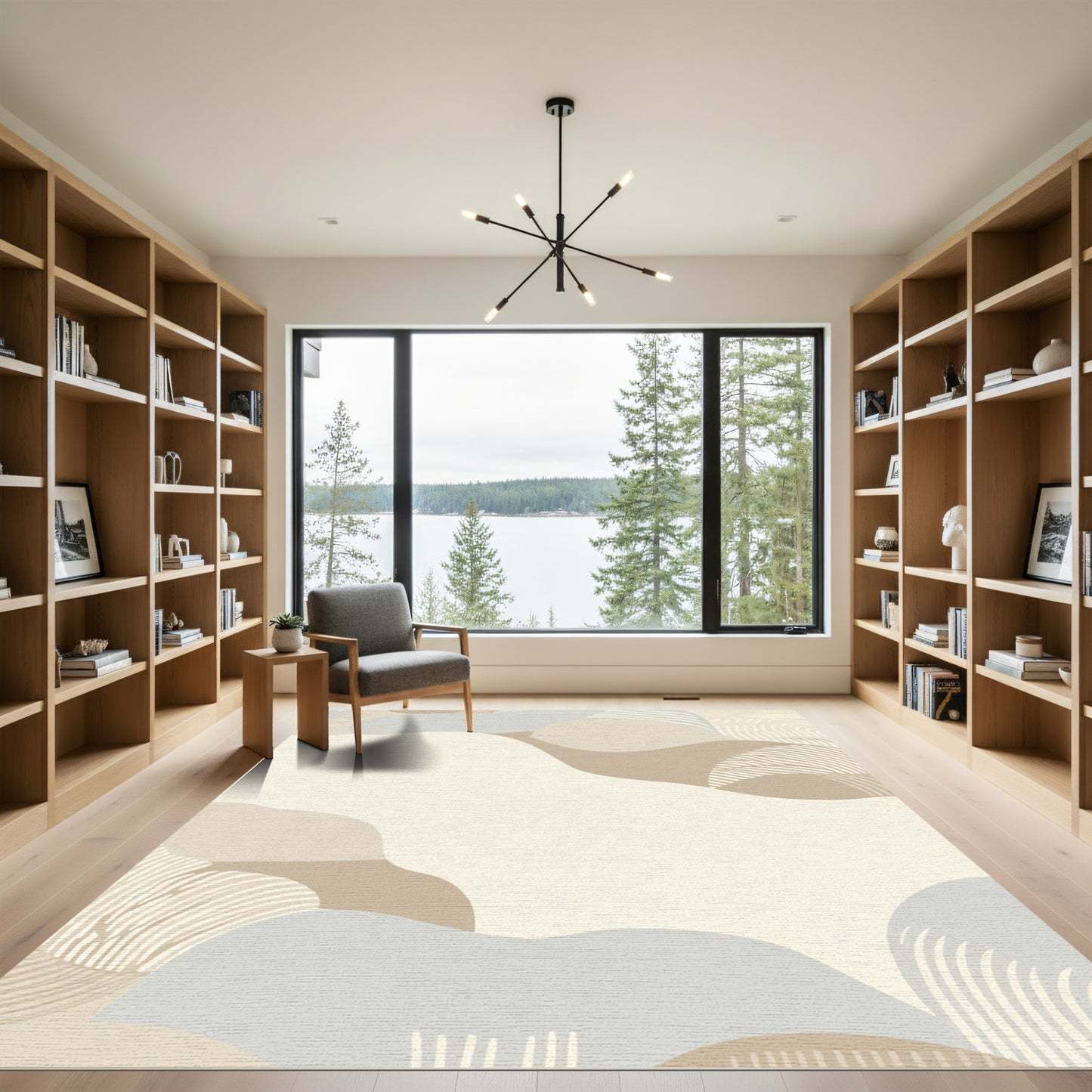 Neutral Organic Stripe Wave Rug