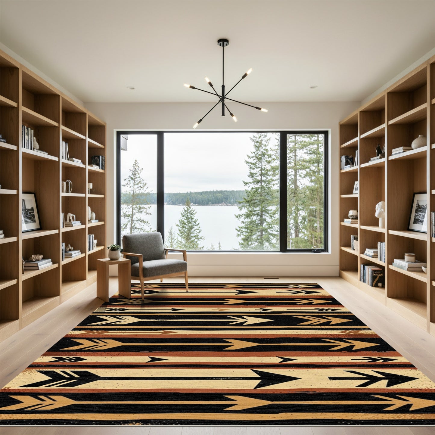 Tribal Arrow In Earthy Tone Stripes Rug