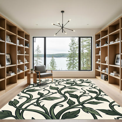 Ethereal Forest Vine Leaf Swirl Rug