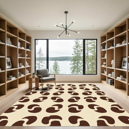 Brown Swirl Shapes Abstract Rug