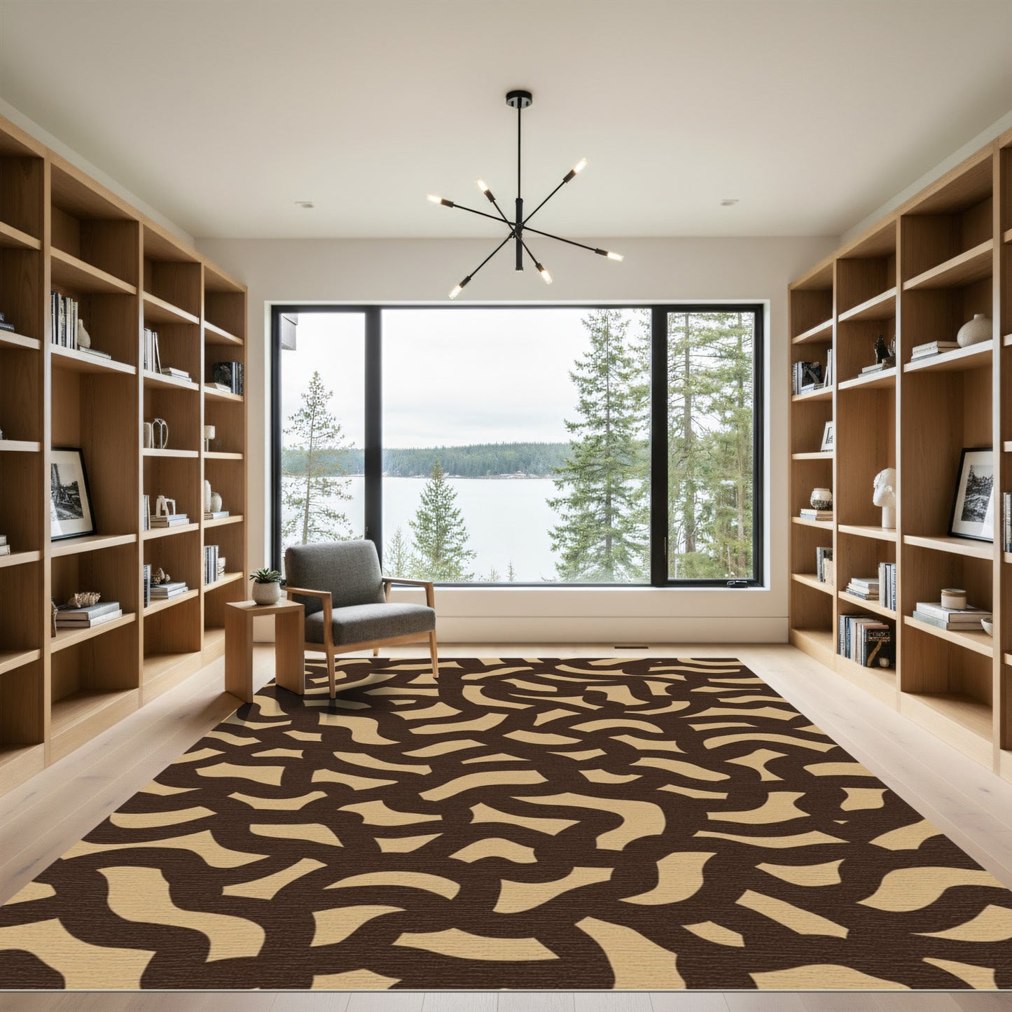 Brown Beige Organic Intertwined Flow Rug