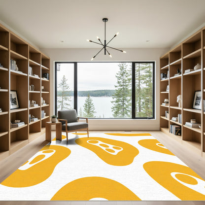 Golden Organic Blob Abstract Rug