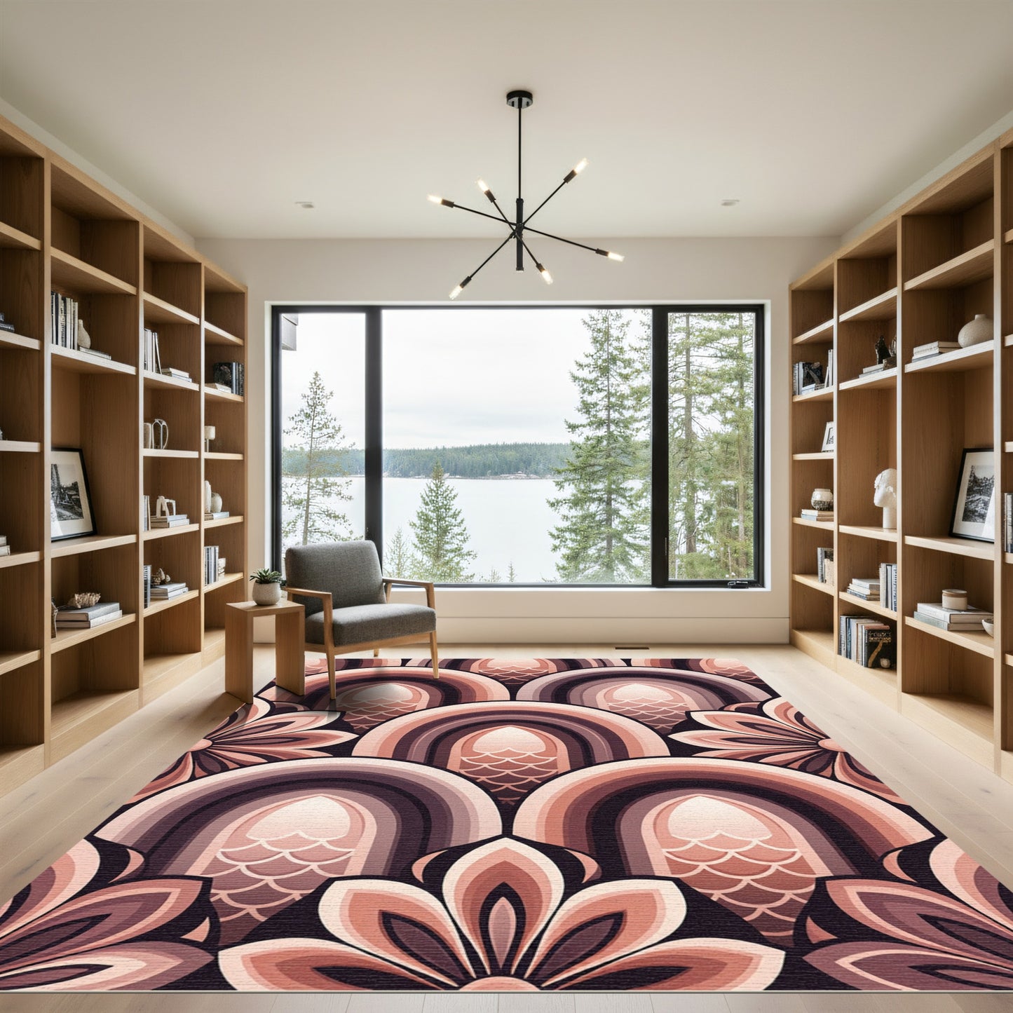Art Deco Blush Arch Floral Tile Rug