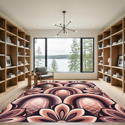 Art Deco Blush Arch Floral Tile Rug