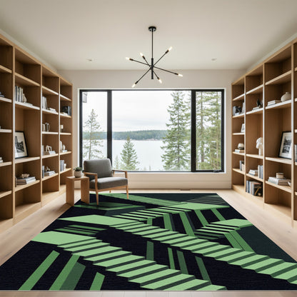 Geometric Sage Isometric Staircase Illusion Rug