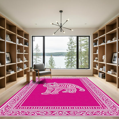 Fuchsia Tiger Binary Border Rug