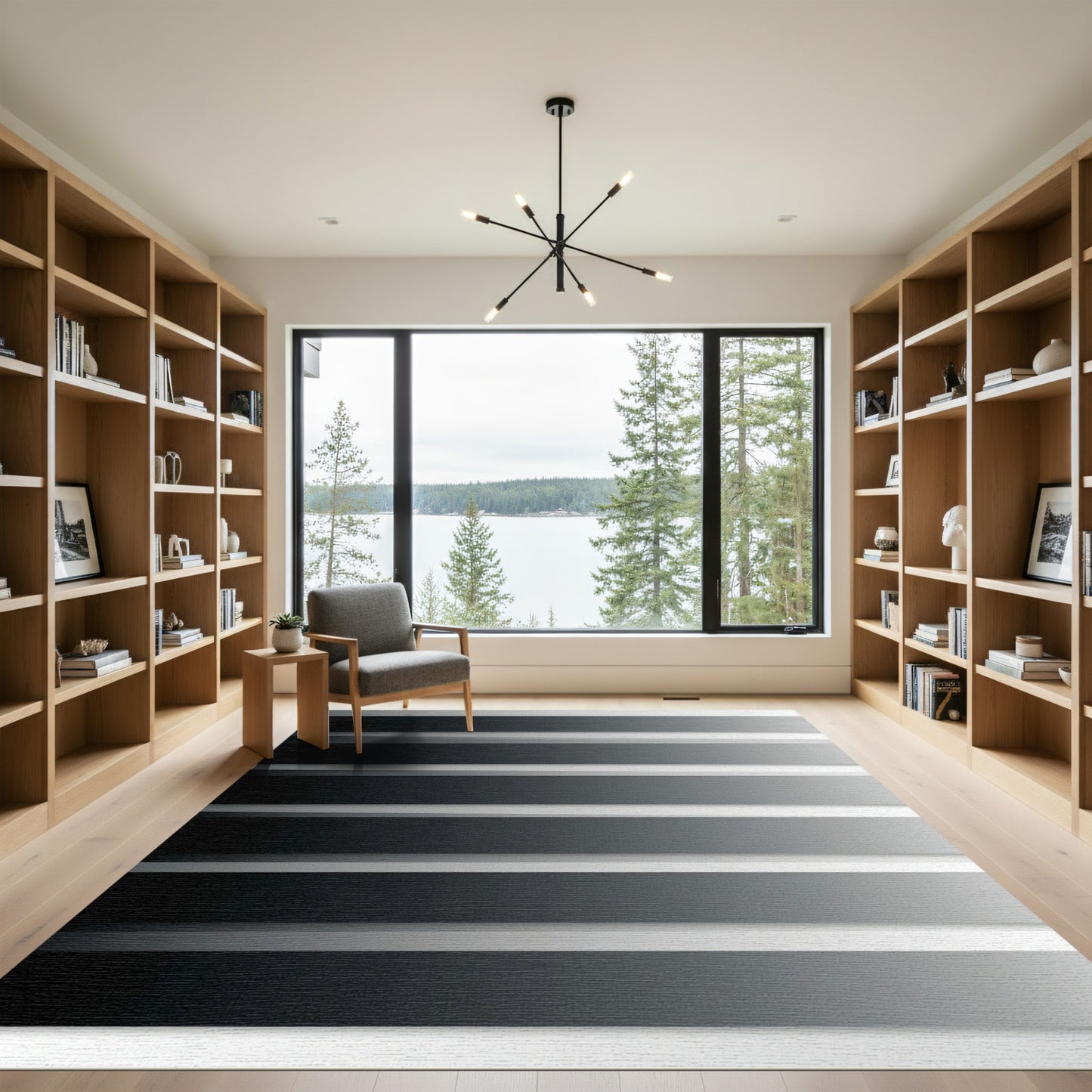 Monochromatic Gray Gradient Stripe Rug