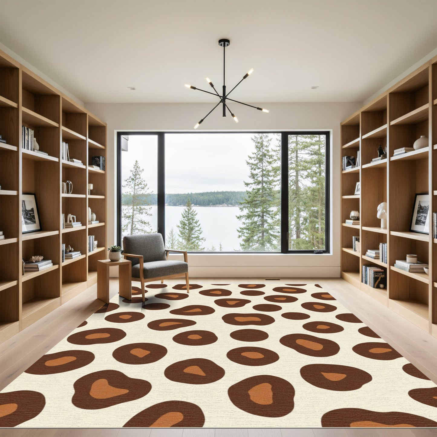 Brown Leopard Spot Contemporary Rug