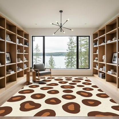 Brown Leopard Spot Contemporary Rug