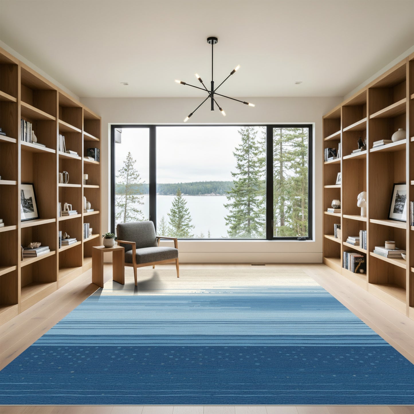 Blue Horizon Striped Watercolor Rug
