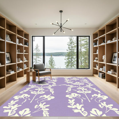 Ivory Floral Vine Lavender Rug