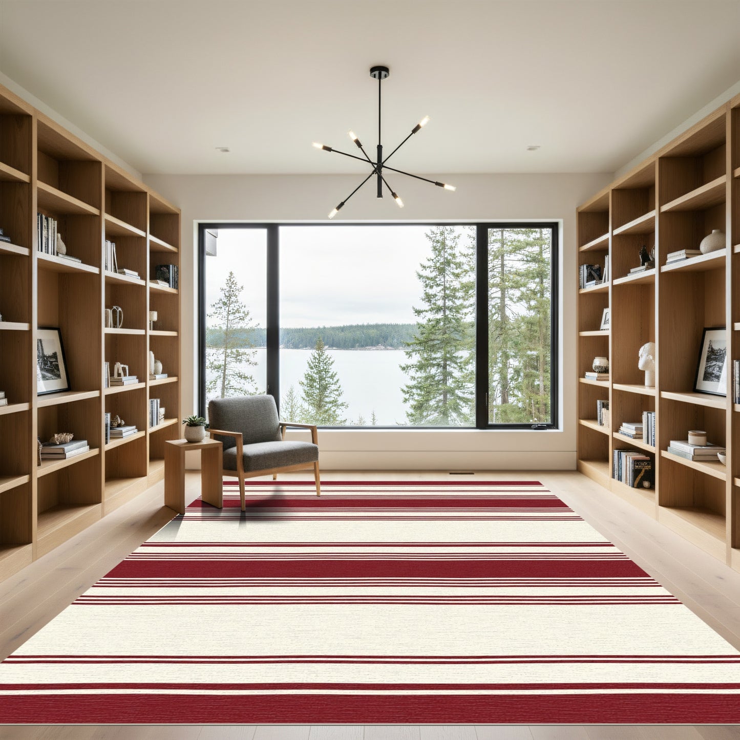 Crimson Cream Wide Stripe Rug
