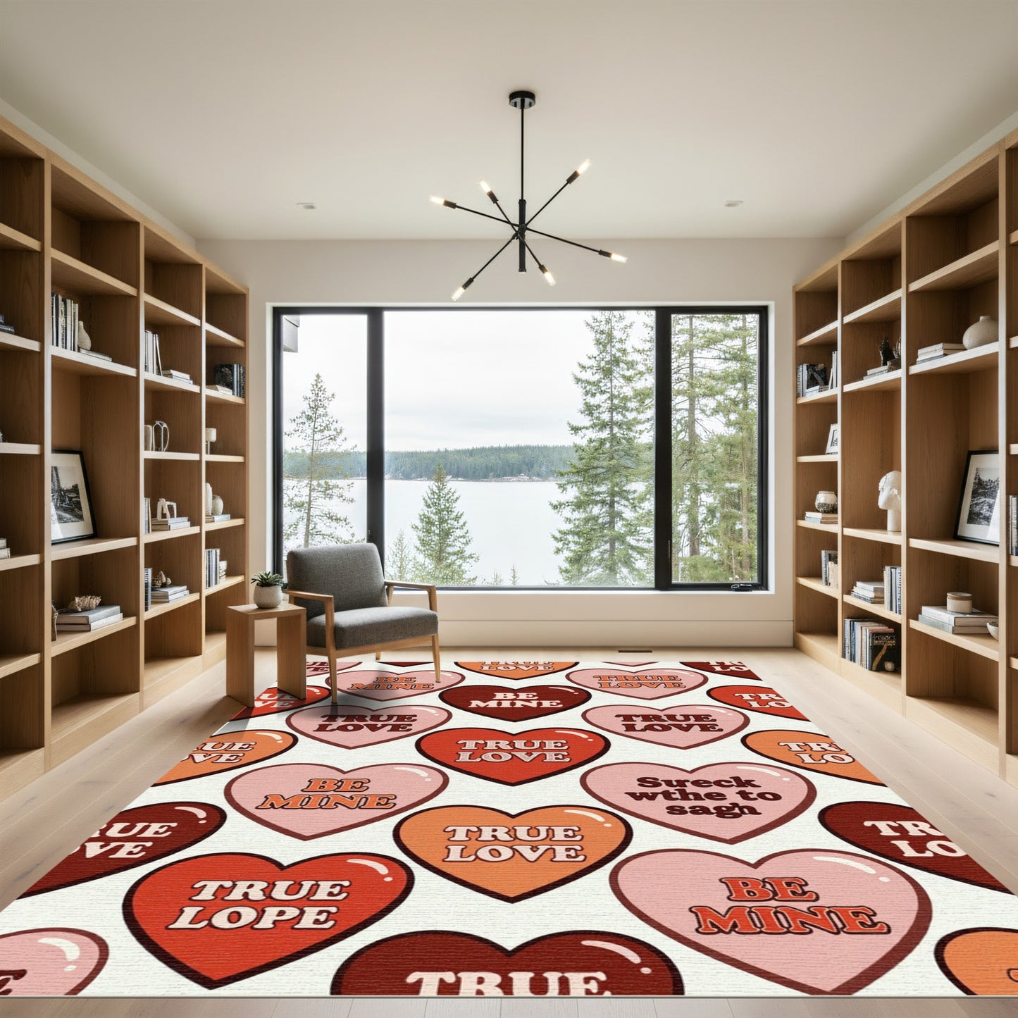 Retro Heart Candy Conversation Motif Rug