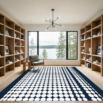 White Circles Dark Gradient Rug