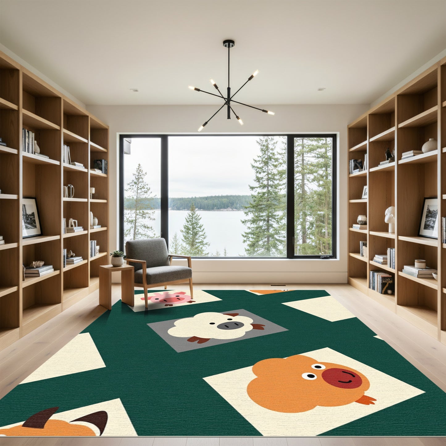Whimsical Farm Animal Collage Rug