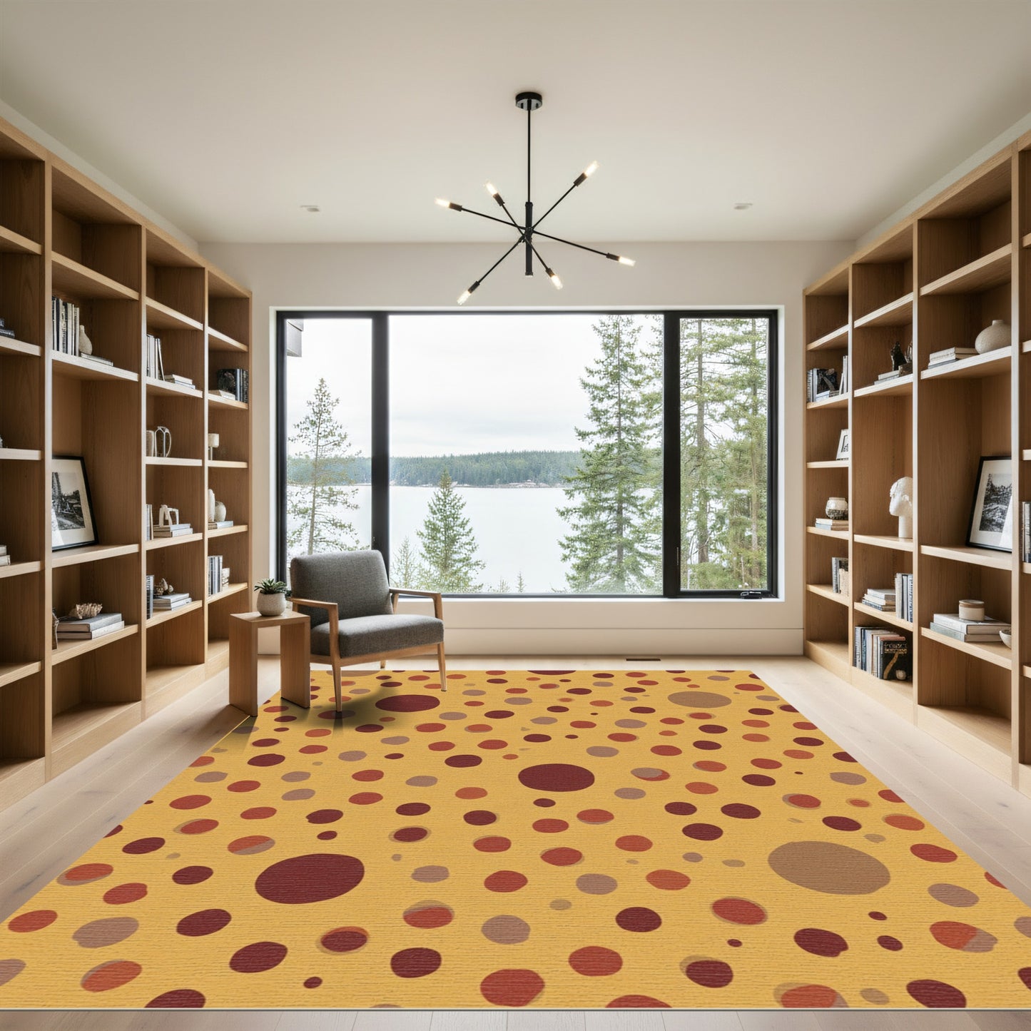 Golden Ochre Scattered Polka Dot Rug