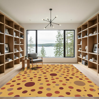 Golden Ochre Scattered Polka Dot Rug