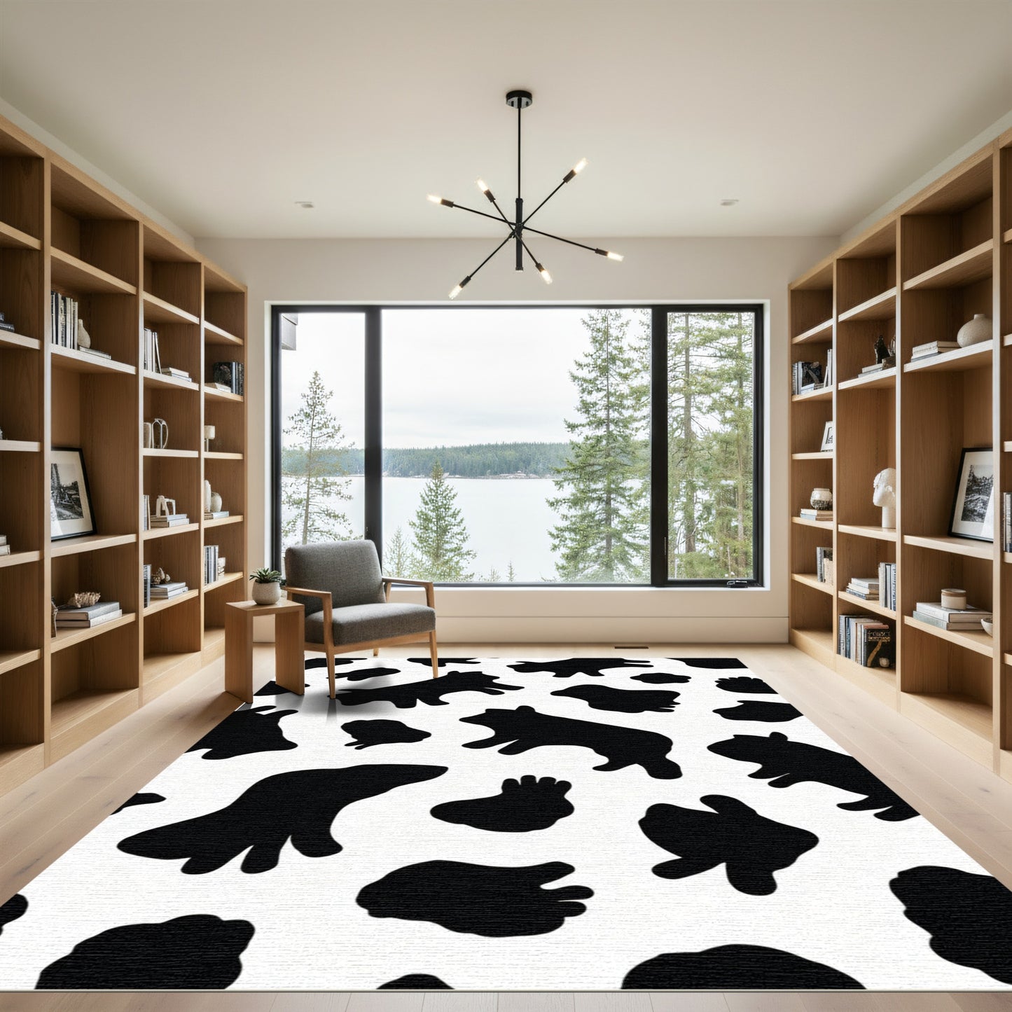 Black White Cow Spot Rug