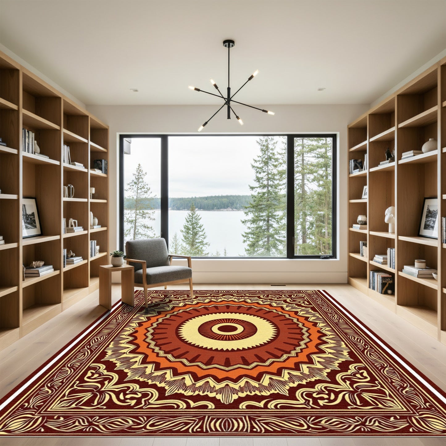 Earthy Tones Sunburst Floral Medallion Rug