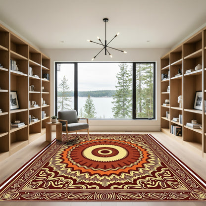 Earthy Tones Sunburst Floral Medallion Rug