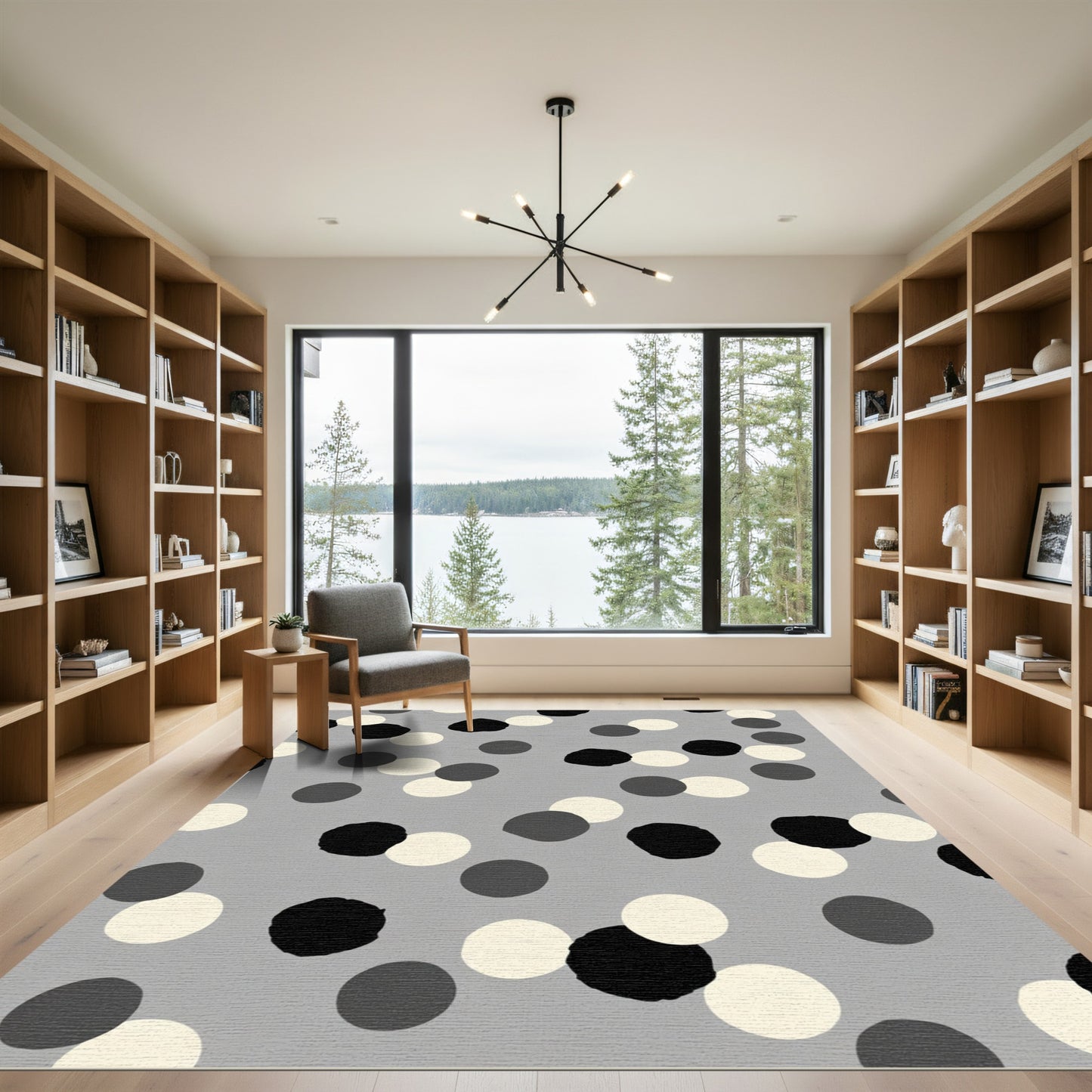 Modern Gray Polka Dot Scatter Rug