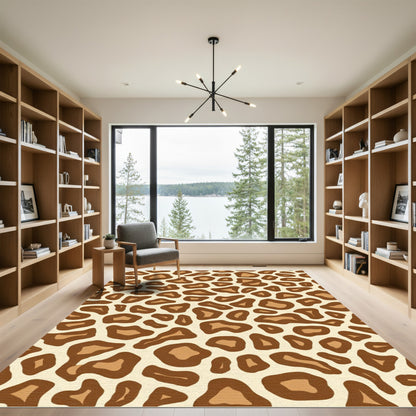 Cream Brown Animal Spots Rug