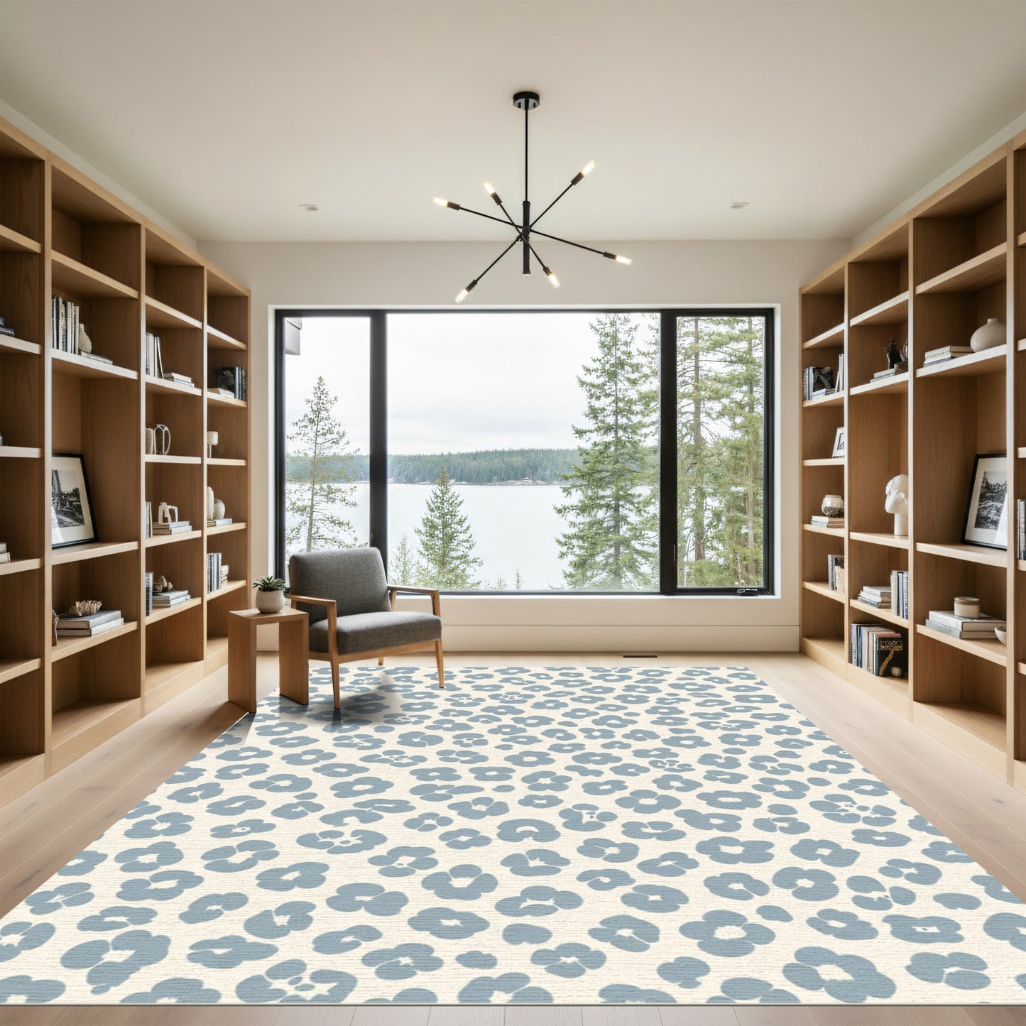 Pale Blue Blossom Scatter Rug