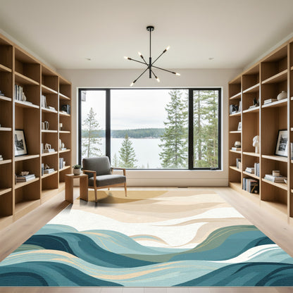 Earthy Toned Abstract Wave Landscape Rug