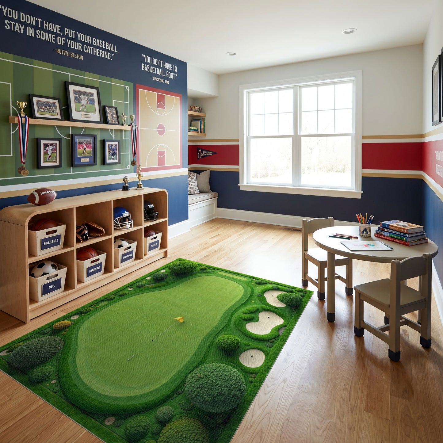 Whimsical Lush Green Golf Course Rug