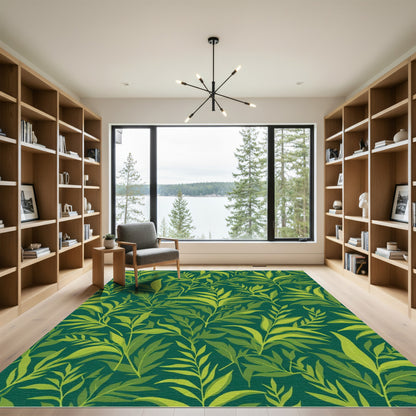 Emerald Lush Leafy Branch Canopy Rug
