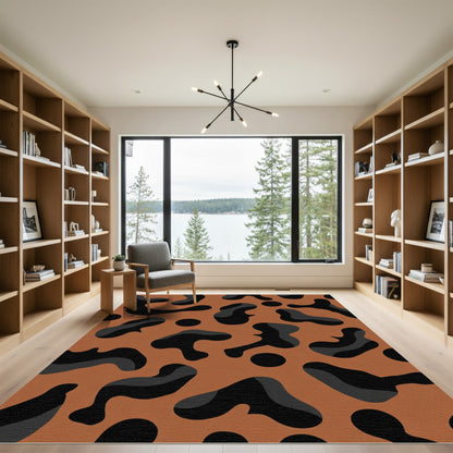 Abstract Organic Black And Orange Rug
