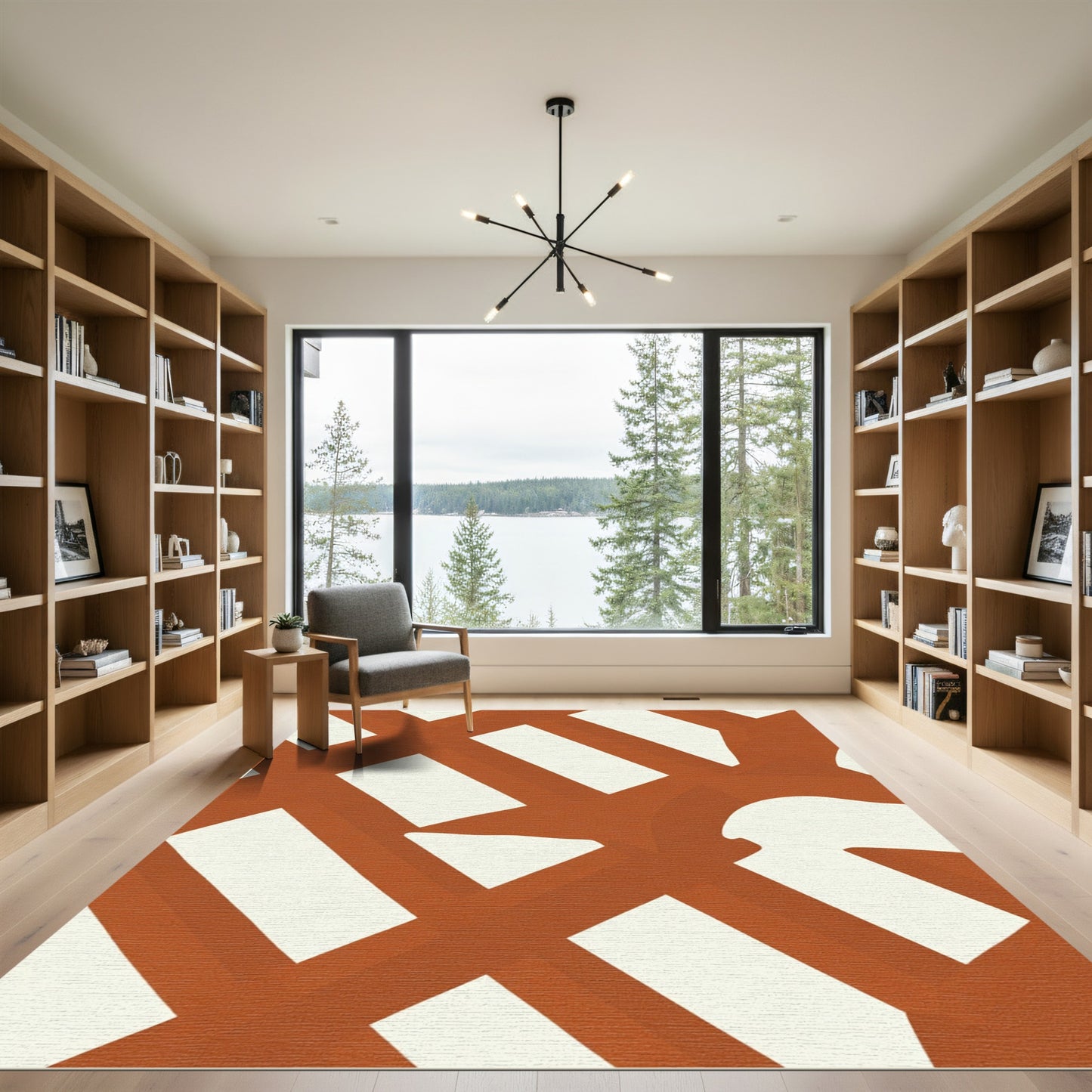 Terracotta Lattice Abstract Geometric Rug