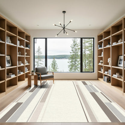 Modern Neutral Tone Block Stripe Rug